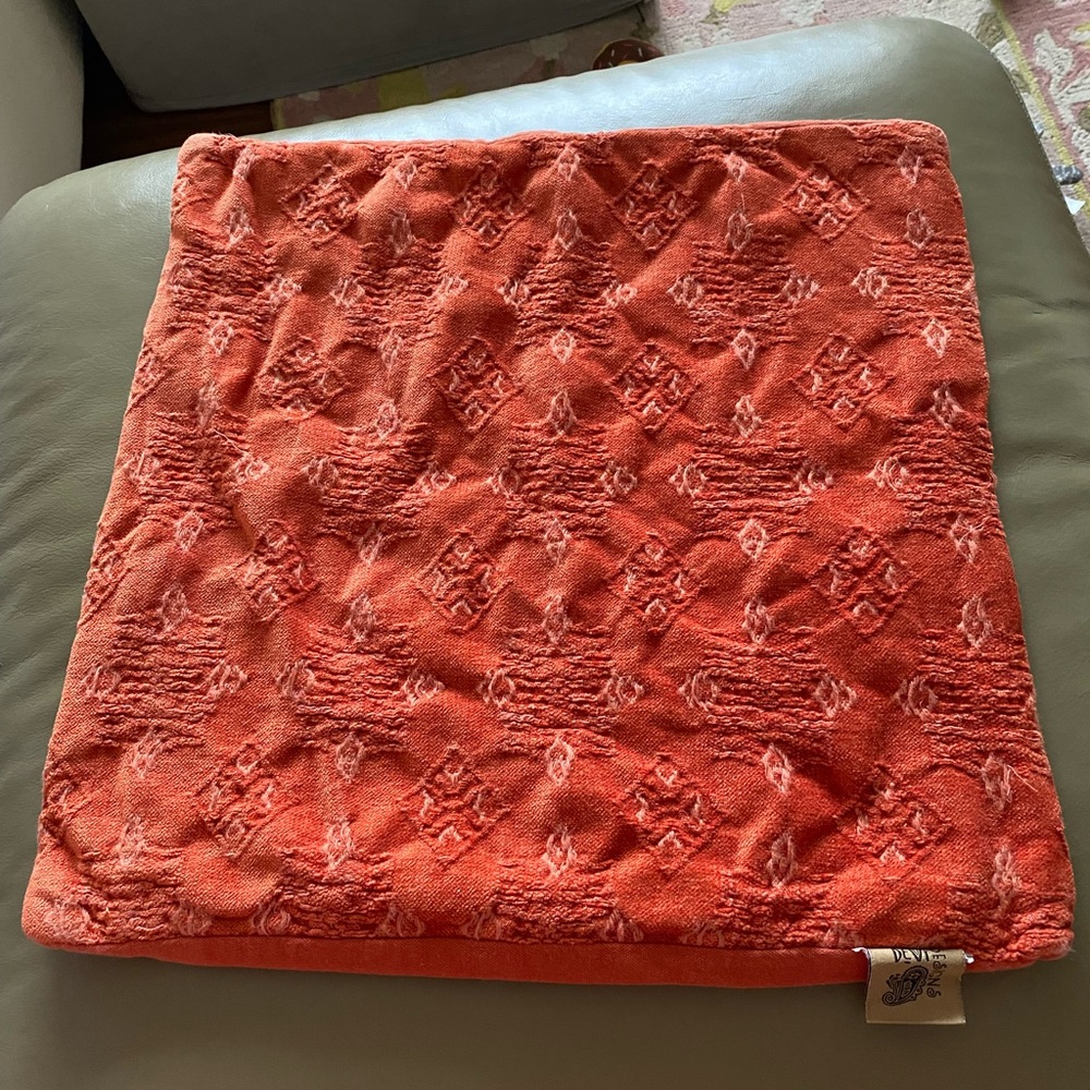 Pillow cover- Orange cotton w/ detailed embroidery. Zipper and lining. EUC.
